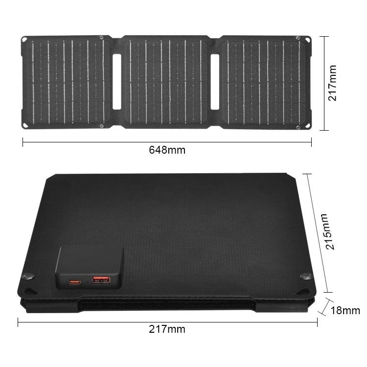 กระเป๋าพลังแสงอาทิตย์พกพา 20W โมโนเซลล์ พร้อมผลิต USB ประเภท C และวัสดุพื้นผิว ETFE