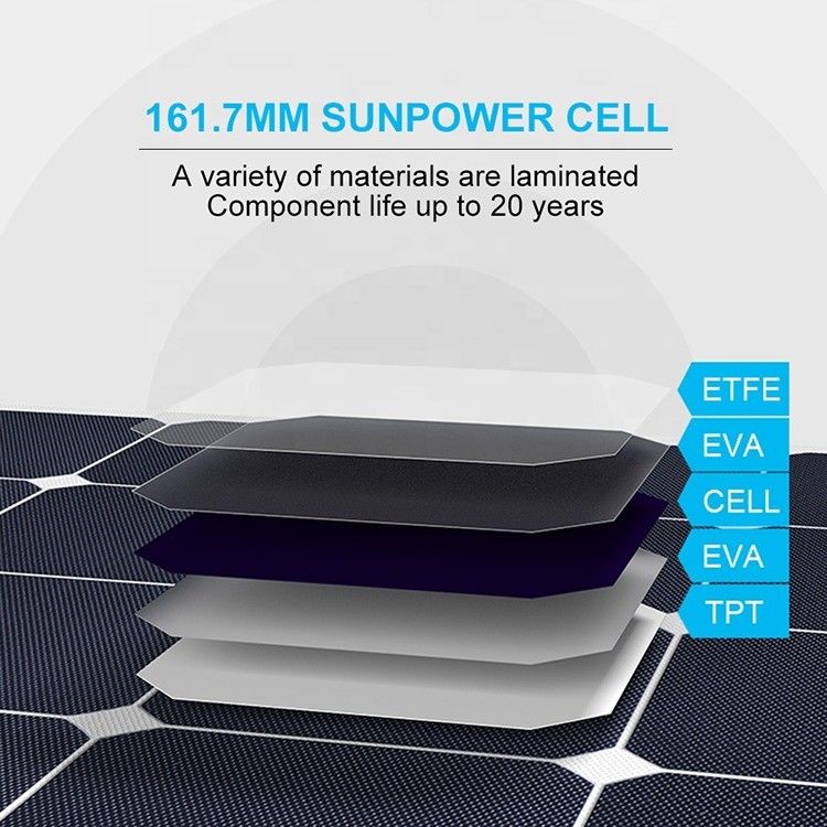 PV 12v 24v 200w 100w ETFE แผ่นแสงอาทิตย์ ชุดยืดหยุ่นสําหรับ RV นอก