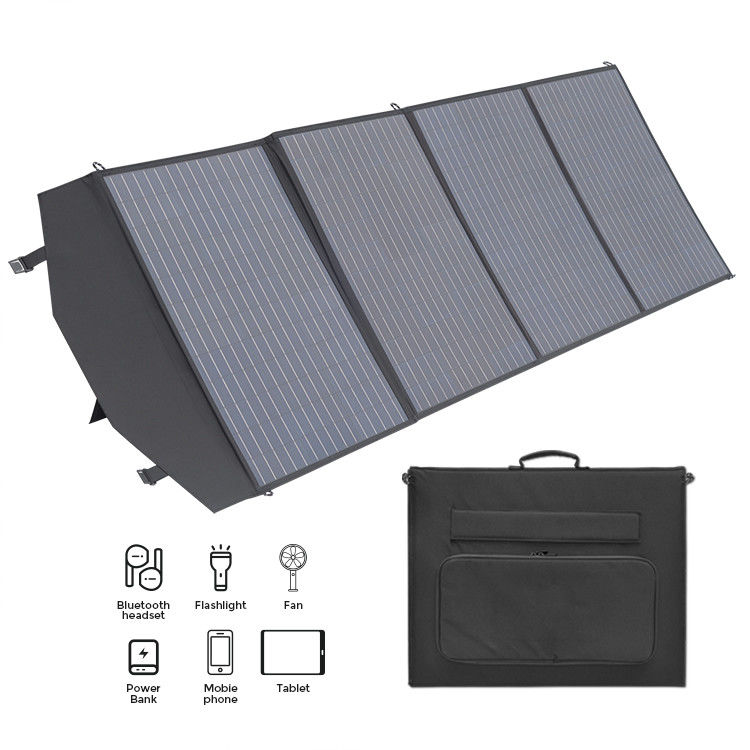 รองรับ OEM / ODM เครื่องชาร์จแผ่นพลังแสงอาทิตย์แบบพับพกพา 200W สําหรับแคมป์และเดินป่า